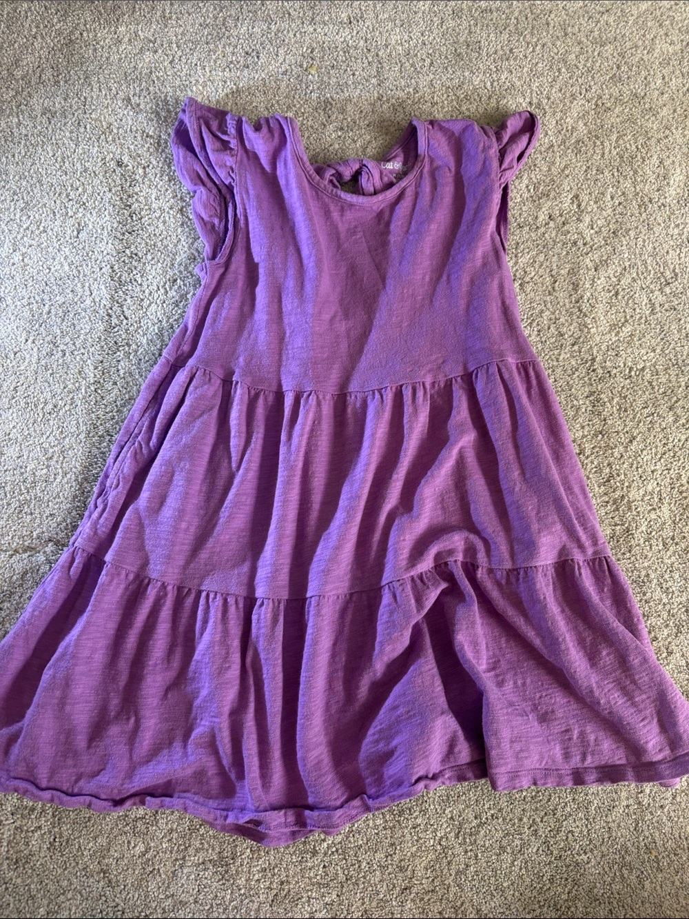 Cat & Jack Lavender Tiered Ruffle-Sleeve Dress